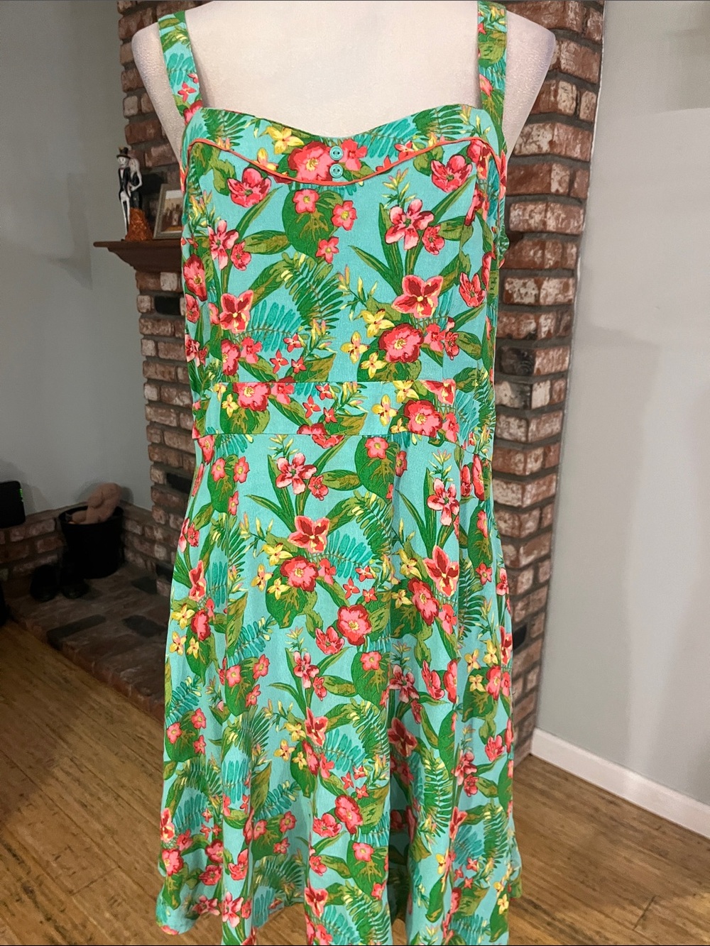 Matilda Jane Turquoise Floral Midi Dress with Pink & Green Accents